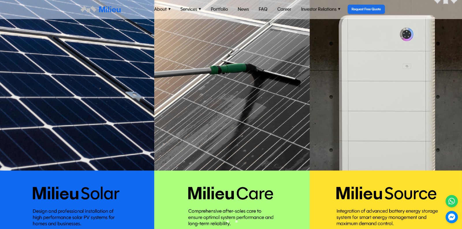Milieu Solar website, built by Fikzdev