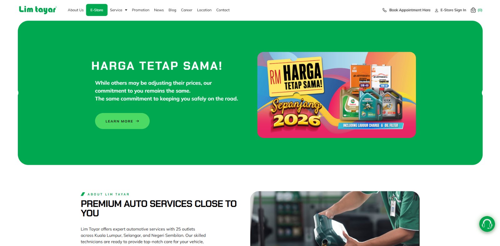 Lim Tayar website, built by Fikzdev
