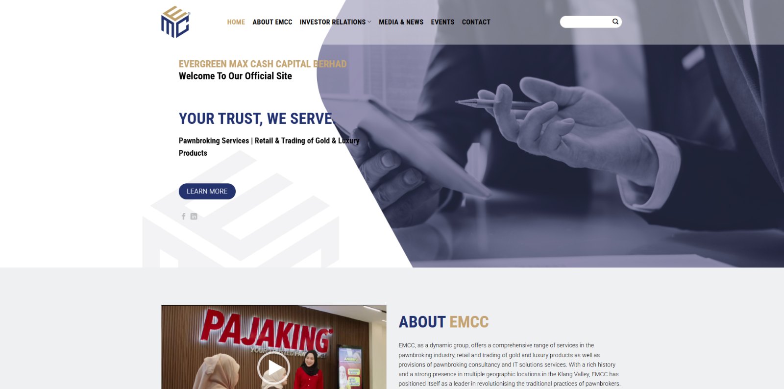 Evergreen Max Cash website, built by Fikzdev